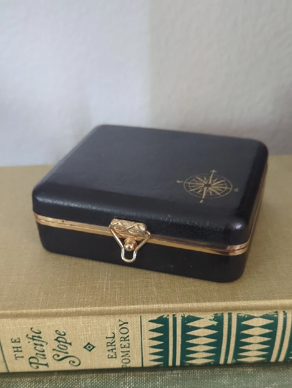 Vintage Black Tie Clip Holder With Nautical Detail